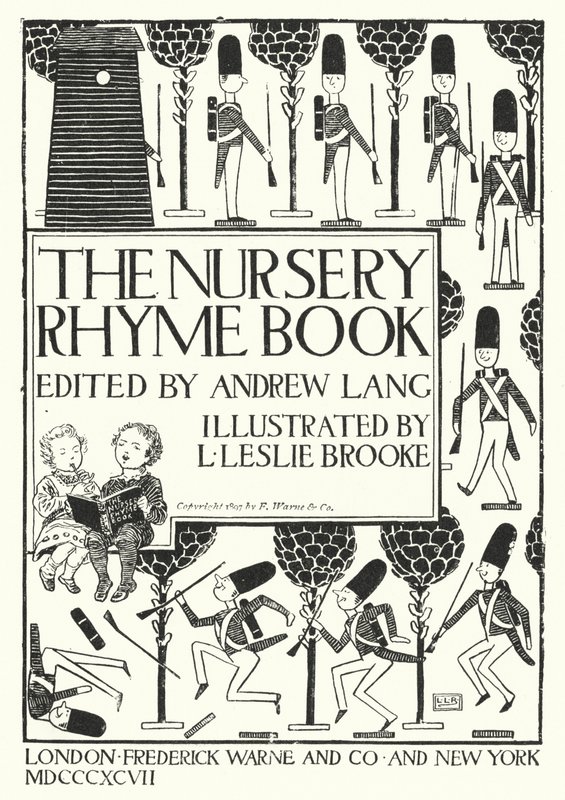 Az Andrew Lang által szerkesztett The Nursery Rhyme Book címoldali illusztrációja (metszet) alkotó: Leonard Leslie Brooke