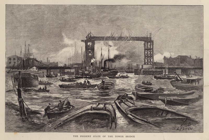 Tower Bridge épül, London alkotó: Leonard Patten