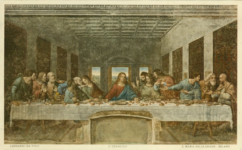 Az utolsó vacsora (színes litográfia) alkotó: Leonardo da (after) Vinci
