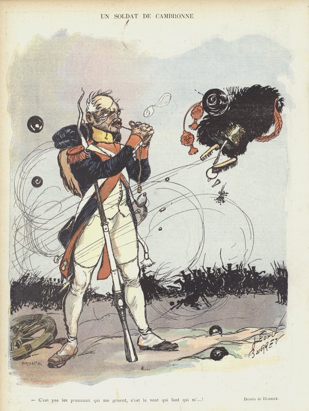 Cambronne katona. Illusztráció Le Rire alkotó: Leonce Burret