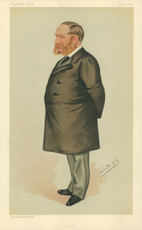 Charles Henry Wilson, Egy squatter, 1885. január 24., Vanity Fair rajzfilm (színes litó) alkotó: Leslie Matthew Ward