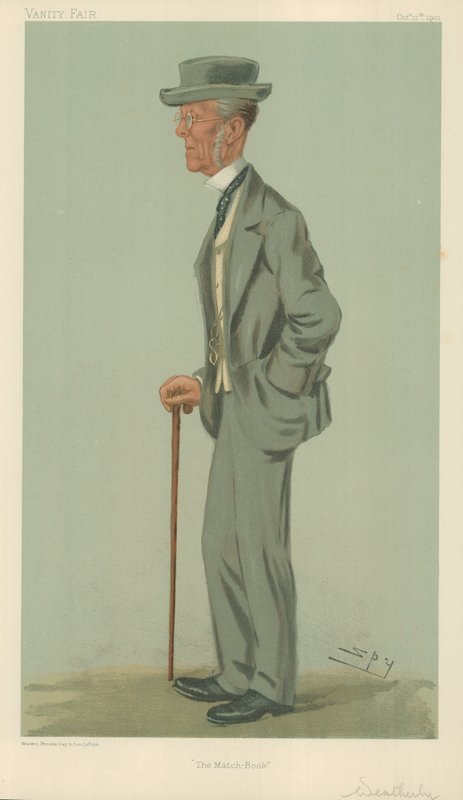 Mr Edward Weatherby, A gyufafüzet, 1901. október 17., Vanity Fair rajzfilm alkotó: Leslie Matthew Ward