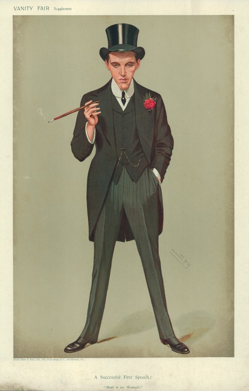 Mr F E Smith, A Successful First Speech, Moab is my Washpot, 1907. január 16., Vanity Fair karikatúra. alkotó: Leslie Matthew Ward