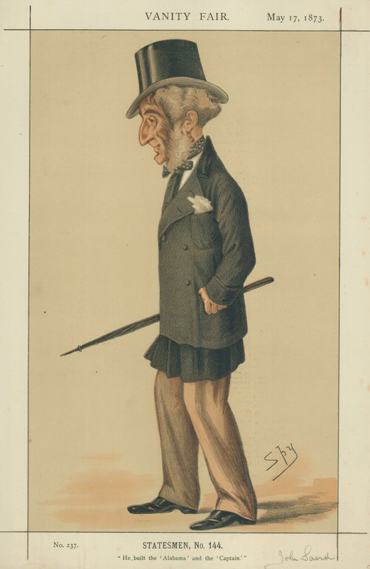 John Laird úr, Ő építette az Alabamát és a kapitányt, 1873. május 17., Vanity Fair karikatúra. alkotó: Leslie Matthew Ward