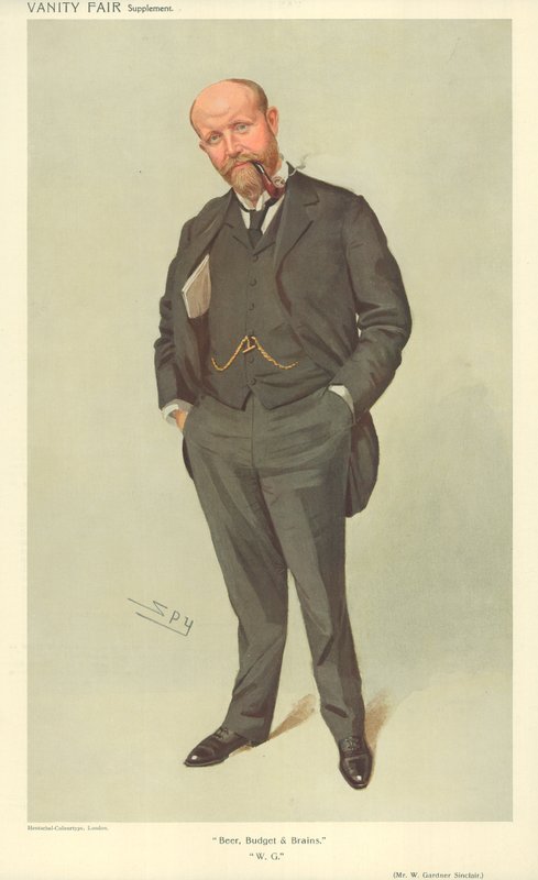 Mr. W Gardner Sinclair, Beer Budget and Brains, 1909. július 21., Vanity Fair rajzfilm alkotó: Leslie Matthew Ward