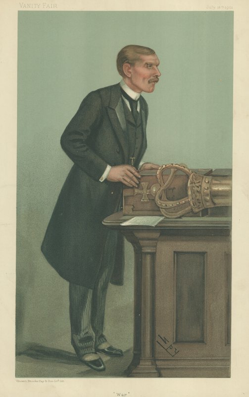 Mr William St John Fremantle Brodrick, Háború, 1901. július 18., Vanity Fair rajzfilm alkotó: Leslie Matthew Ward