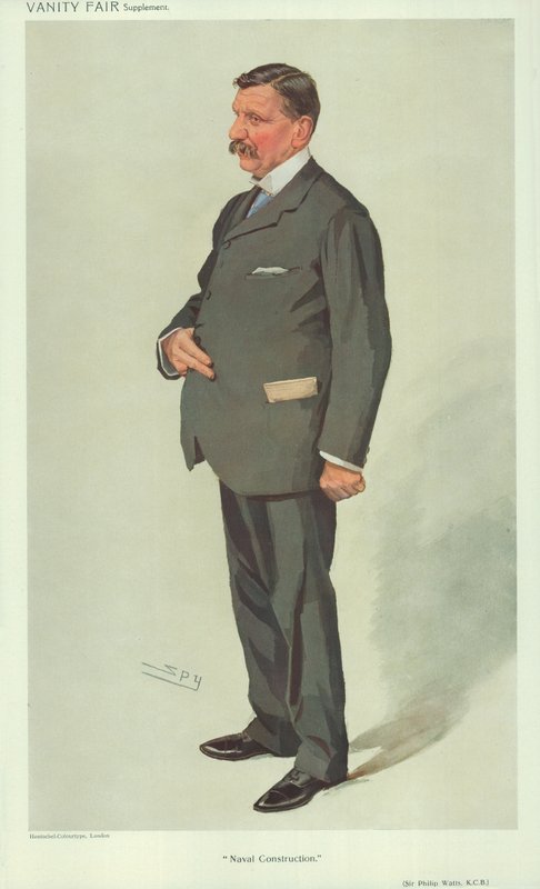 Sir Philip Watts, Haditengerészet, 1910. április 7., Vanity Fair rajzfilm alkotó: Leslie Matthew Ward