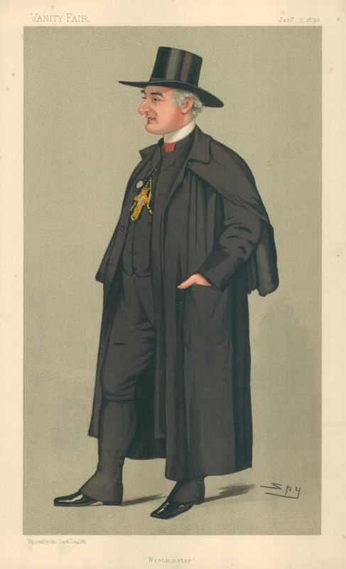 Westminster érseke, Westminster, 1891. január 7., Vanity Fair rajzfilm (színes litó) alkotó: Leslie Matthew Ward