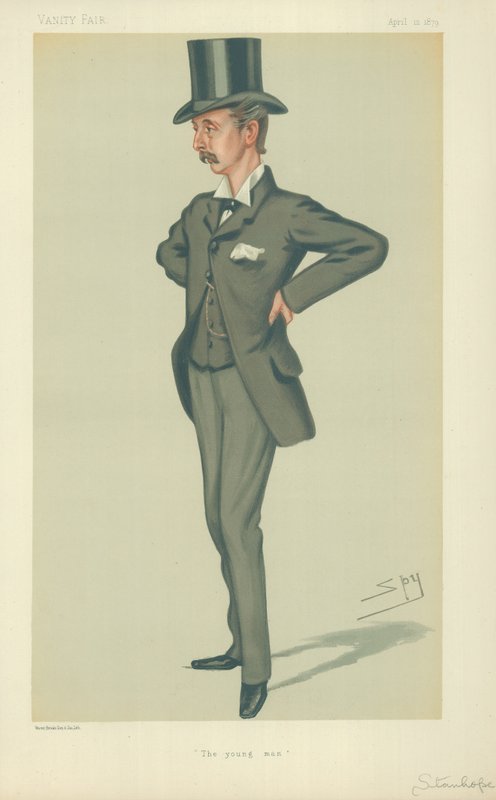 A Hon Edward Stanhope képviselő, A fiatalember, 1879. április 12., Vanity Fair rajzfilm alkotó: Leslie Matthew Ward