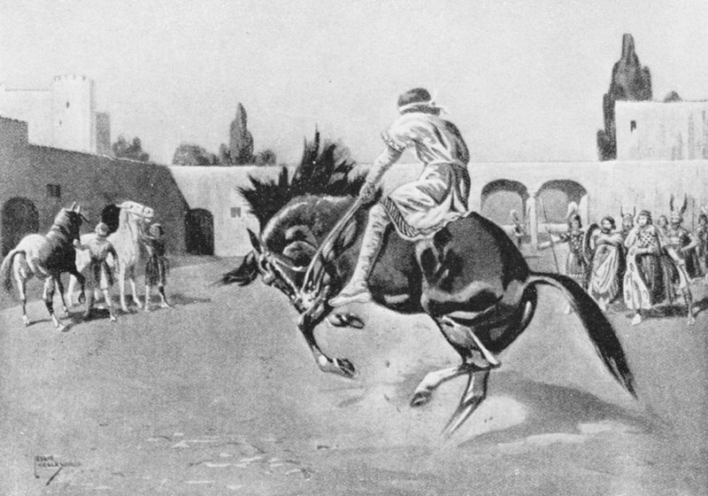 Basil I breaking a Wild Horse (litográfia) alkotó: Leslie Mosley