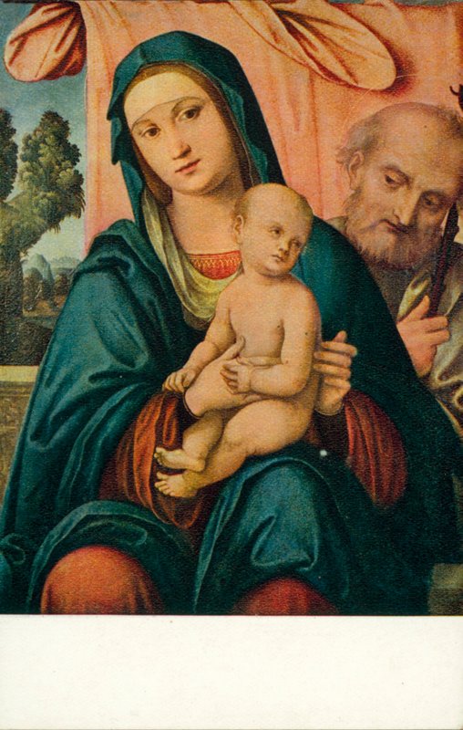 A Szent Család (színes litográfia) alkotó: Lorenzo Costa