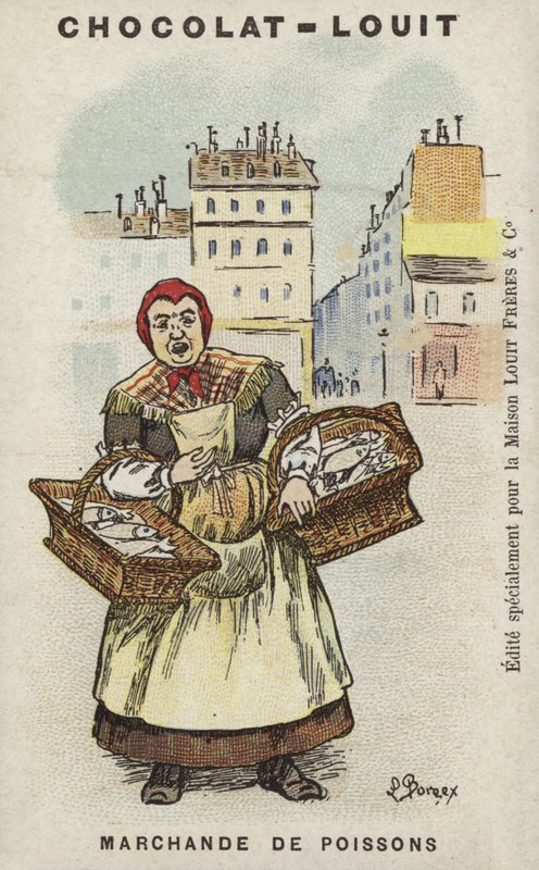 Halkereskedő (chromolitho) alkotó: Louis Borgex