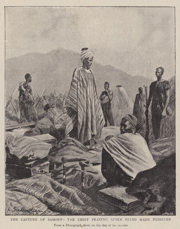Szamory elfogása, a főnök imádkozik, miután fogságba esett. alkotó: Louis Remy Sabattier