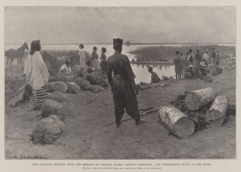 A Joalland-misszió, Klobb ezredes, Cazemajou kapitány és Olive tolmács maradványaival a Nigerben alkotó: Louis Remy Sabattier