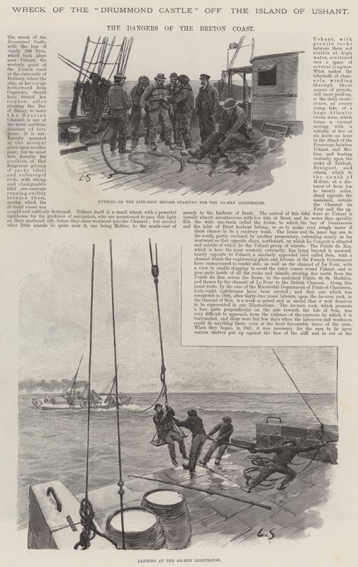 A Drummond-kastély roncsa az Ushant-szigetnél, a Breton-part veszélyei alkotó: Louis Remy Sabattier