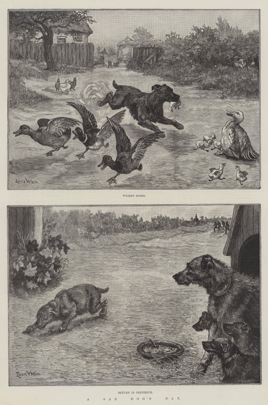 Szomorú kutyanap alkotó: Louis Wain