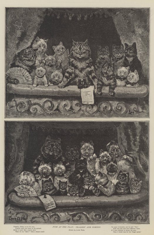 Puss at the Play, Tragédia és Vígjáték alkotó: Louis Wain
