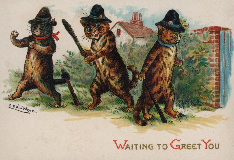 Három macska arra vár, hogy üdvözölhessen téged alkotó: Louis Wain