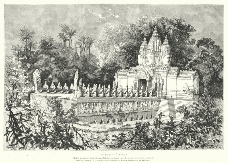 Angkor kapuja, Kambodzsa (metszet) alkotó: Louis (after) Delaporte