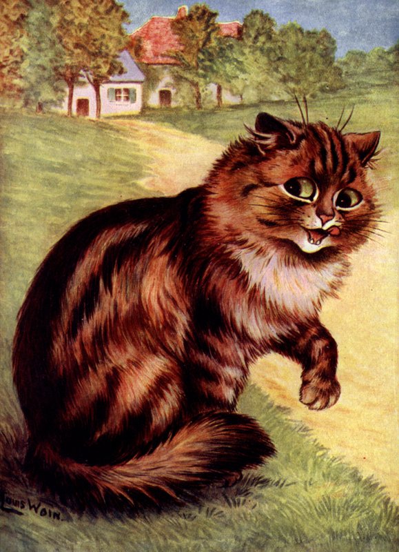 Macska (színes litó) alkotó: Louis (after) Wain