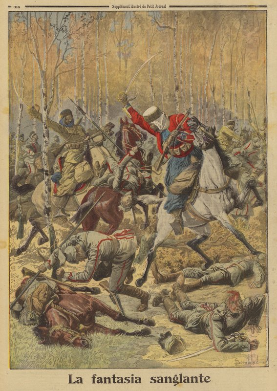 A francia hadsereg algériai goumierei legyőzték a német lovasság nagyobb csoportját, az I. világháborút alkotó: Louis Charles (after) Bombled
