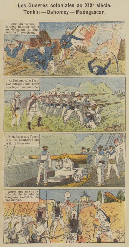 Gyarmati háborúk a 19. században, Tonkin, Dahomey, Madagaszkár (színes litó) alkotó: Louis Charles (after) Bombled