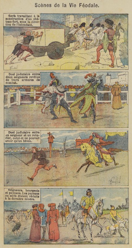 Scenes de la Vie Feodale (színes litó) alkotó: Louis Charles (after) Bombled