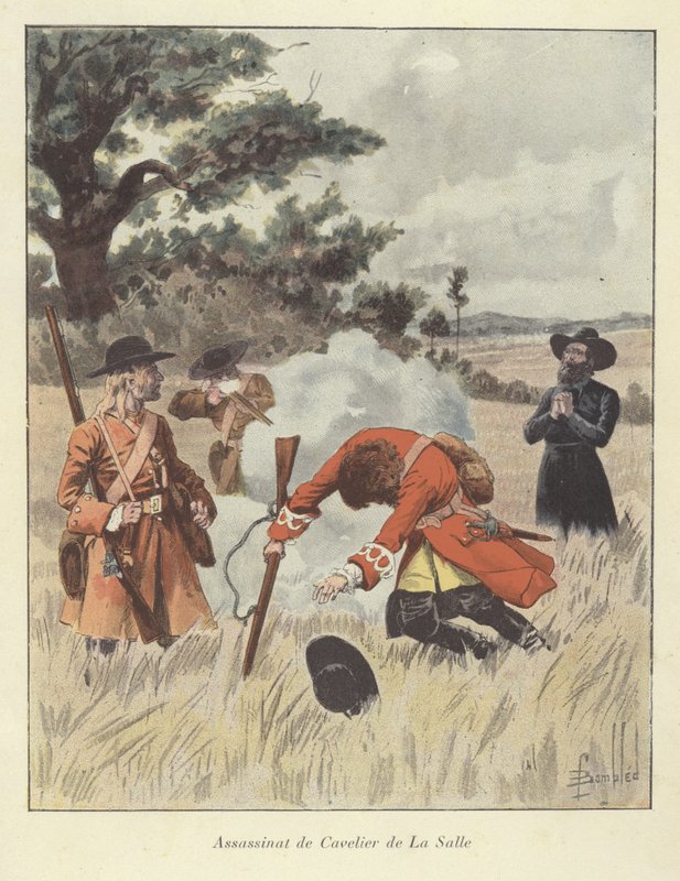 Rene-Robert Cavelier de la Salle meggyilkolása, 1687 alkotó: Louis Charles Bombled