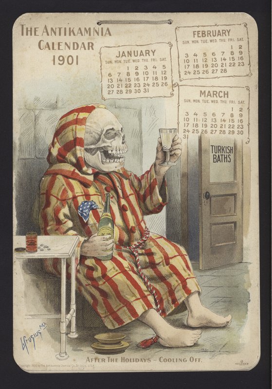 Illusztráció az Antikamnia naptárhoz, 1901 alkotó: Louis Crucius or Crusuius