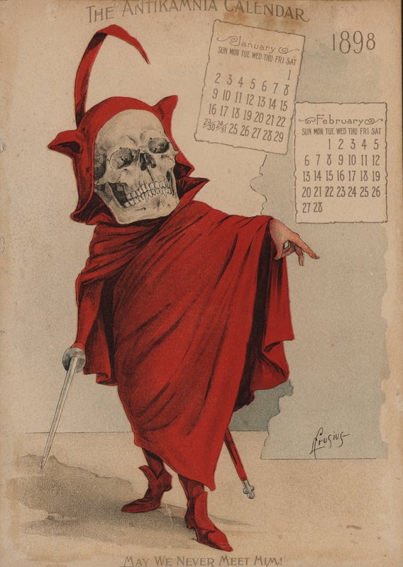 Mephistopheles, illusztráció az Antikamnia naptárhoz alkotó: Louis Crucius or Crusuius