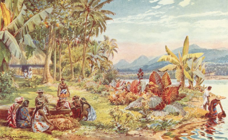 Jelenet Tahitiben (színes litó) alkotó: Louis Fairfax Muckley