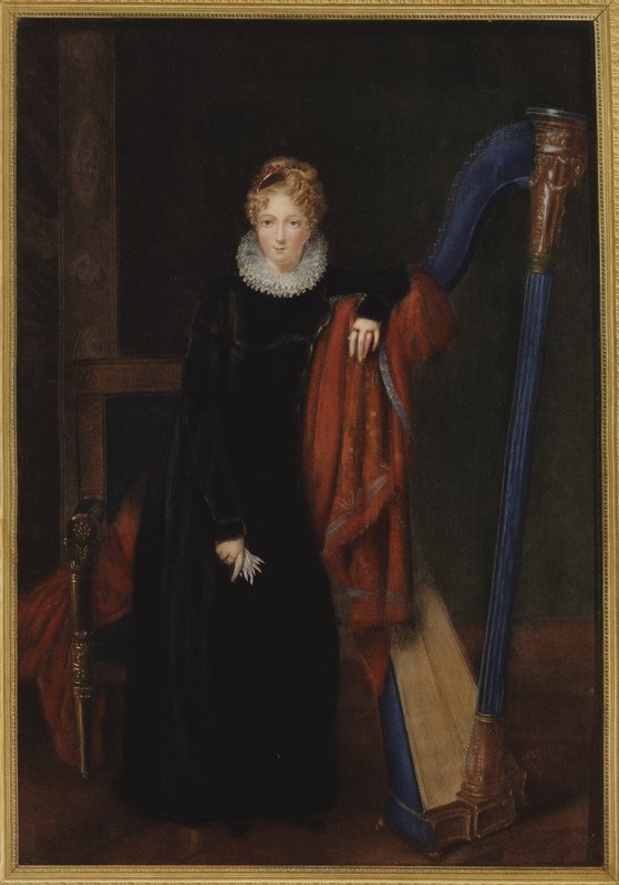 Hárfás hölgy portréja alkotó: Louis Francois Aubry