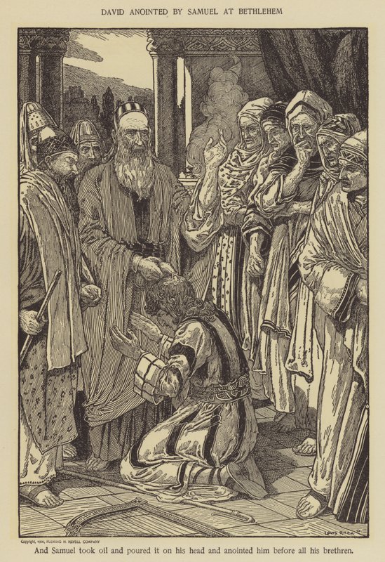 Dávidot Sámuel felkent Betlehemben alkotó: Louis John Rhead