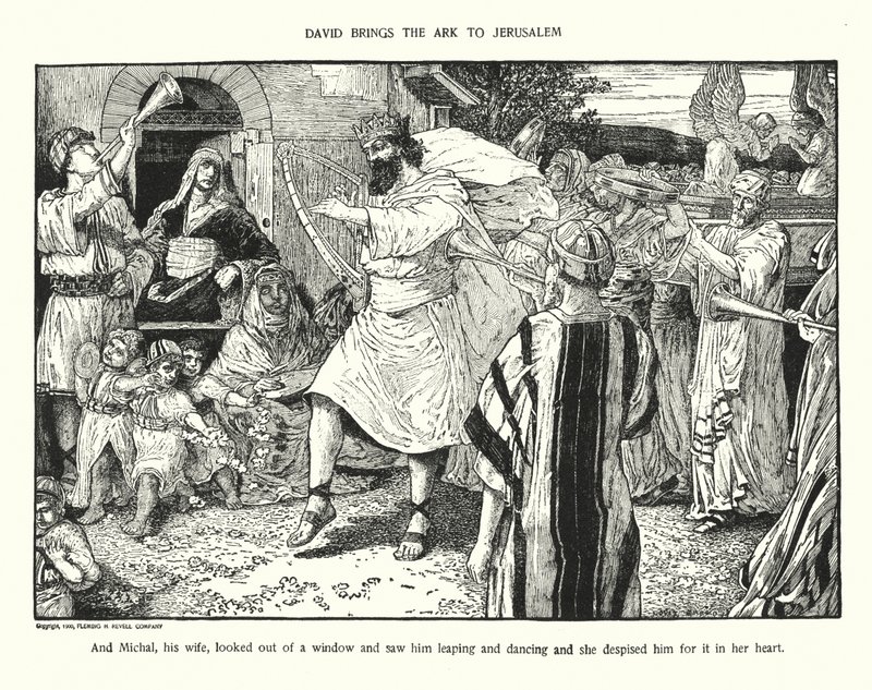 Dávid Jeruzsálembe viszi a frigyládát (litográfia) alkotó: Louis John Rhead