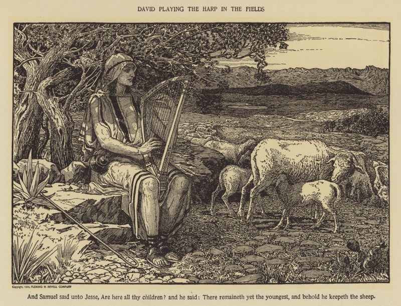 David hárfán játszik a mezőn alkotó: Louis John Rhead