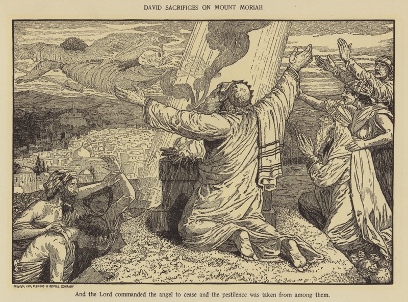 Dávid a Mória hegyén áldoz alkotó: Louis John Rhead