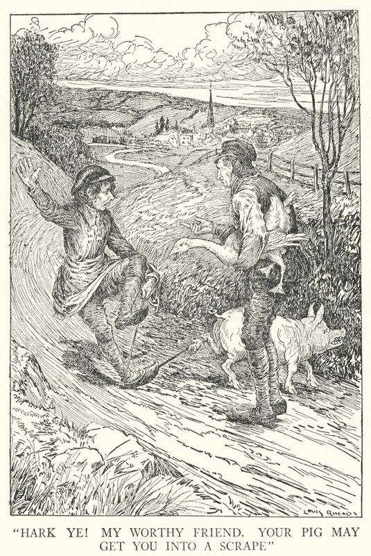 "Hark you! Méltó barátom, a malacod kaparásba sodorhat" (litho) alkotó: Louis John Rhead