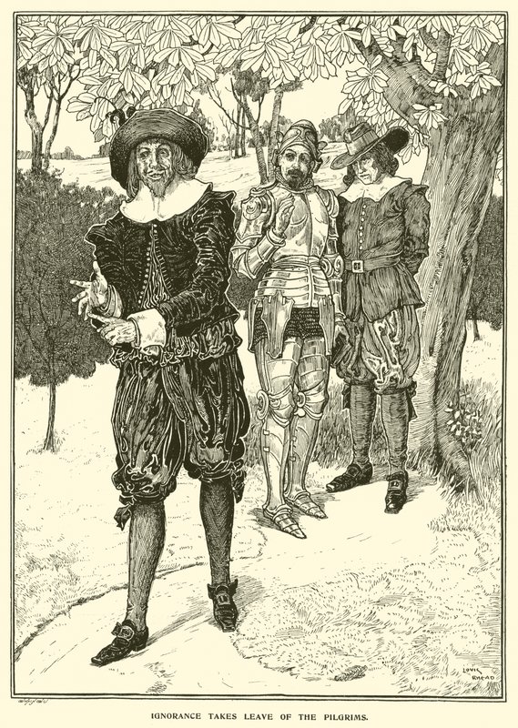 A tudatlanság búcsút vesz a zarándokoktól (metszet) alkotó: Louis John Rhead