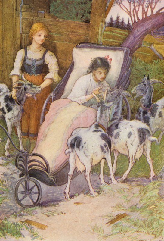 Johanna Spyri illusztrációja a Heidihez (színes litográfia) alkotó: Louis John Rhead