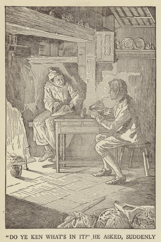 Illusztráció az Elrabolva, Robert Louis Stevenson alkotó: Louis John Rhead