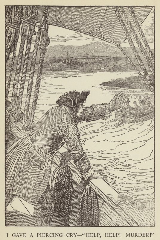 Illusztráció az Elrabolva, Robert Louis Stevenson alkotó: Louis John Rhead