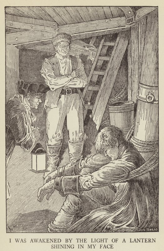 Illusztráció az Elrabolva, Robert Louis Stevenson alkotó: Louis John Rhead