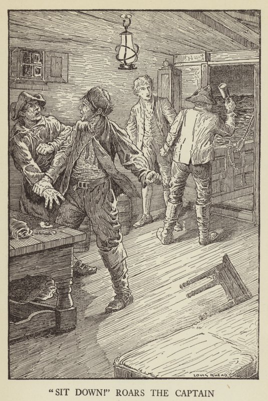 Illusztráció az Elrabolva, Robert Louis Stevenson alkotó: Louis John Rhead