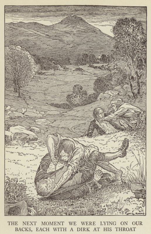 Illusztráció az Elrabolva, Robert Louis Stevenson alkotó: Louis John Rhead