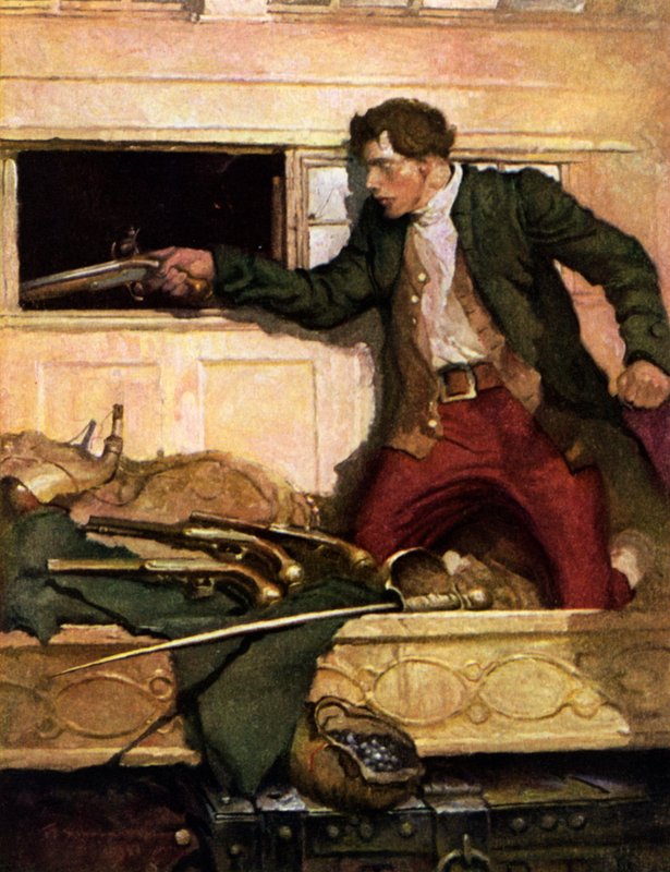 Illusztráció az Elrabolva, Robert Louis Stevenson alkotó: Louis John Rhead