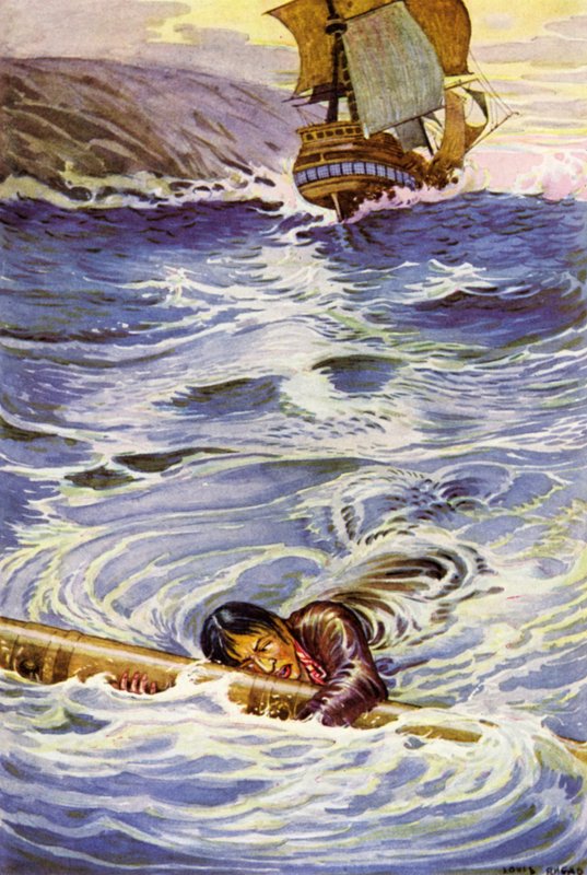 Illusztráció az Elrabolva, Robert Louis Stevenson alkotó: Louis John Rhead