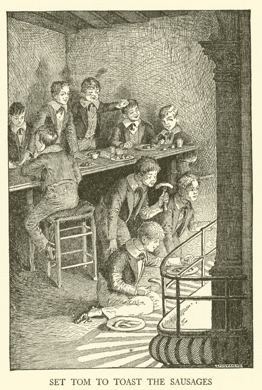 Illusztráció Tom Brown iskolai napjaihoz (metszet) alkotó: Louis John Rhead