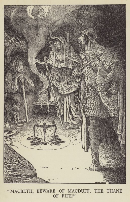 Macbeth, óvakodj Macdufftól, Fife Thanéjától! alkotó: Louis John Rhead