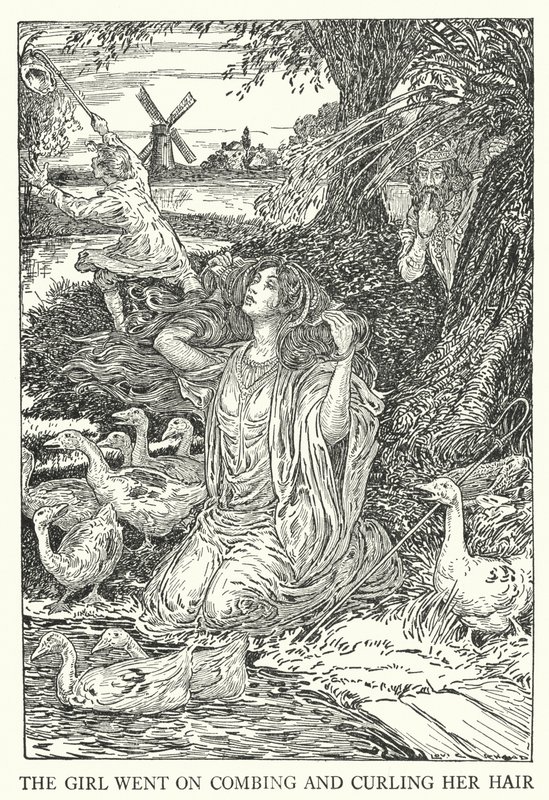 A lány tovább fésülte és göndörítette a haját (litho) alkotó: Louis John Rhead