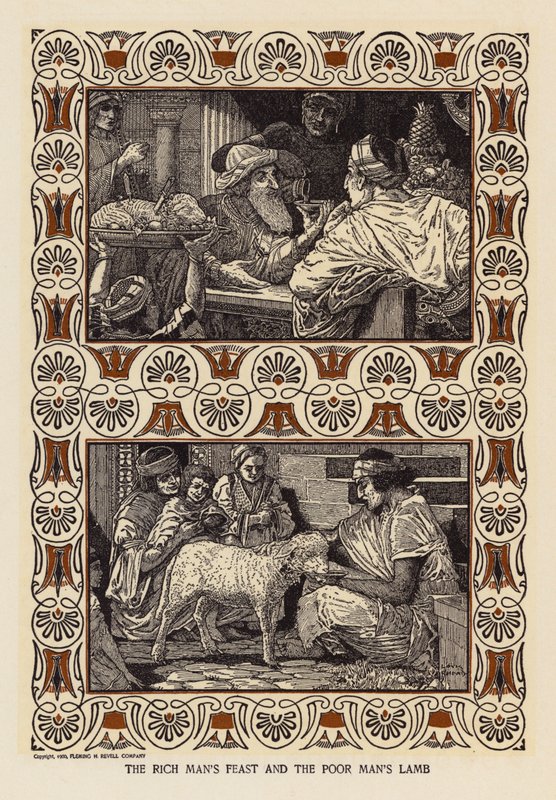 A gazdag ember lakomája és a szegény ember báránya (litográfia) alkotó: Louis John Rhead